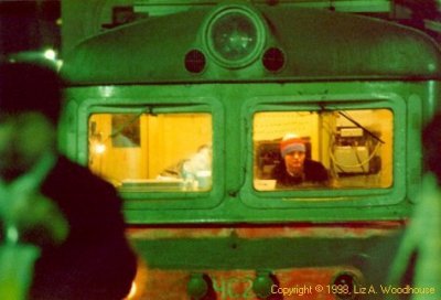 Looking into train engine, Kazanskiy station